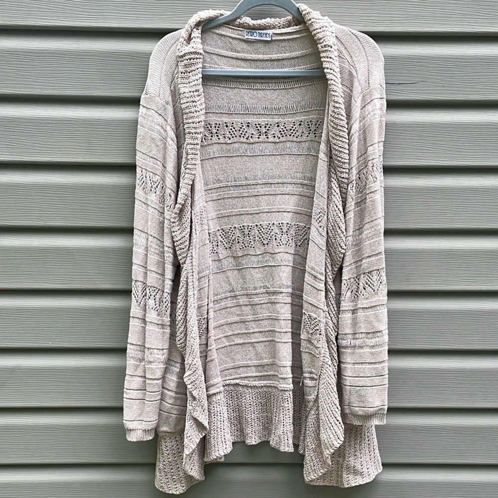 Retro Threads Cream Open-Front Knit Cardigan
